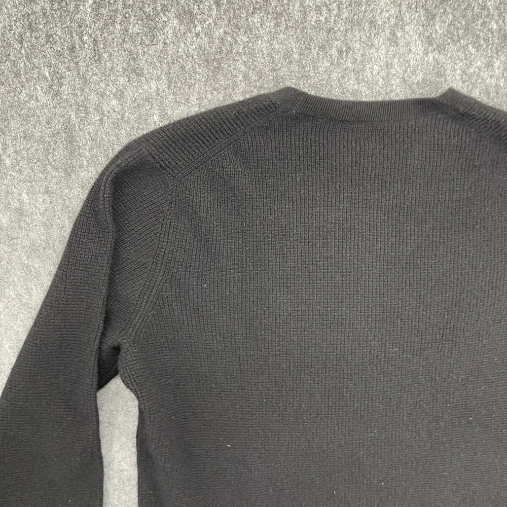Vince Mens Black Waffle Knit Crewneck Sweater Size L Long Sleeve Pullover